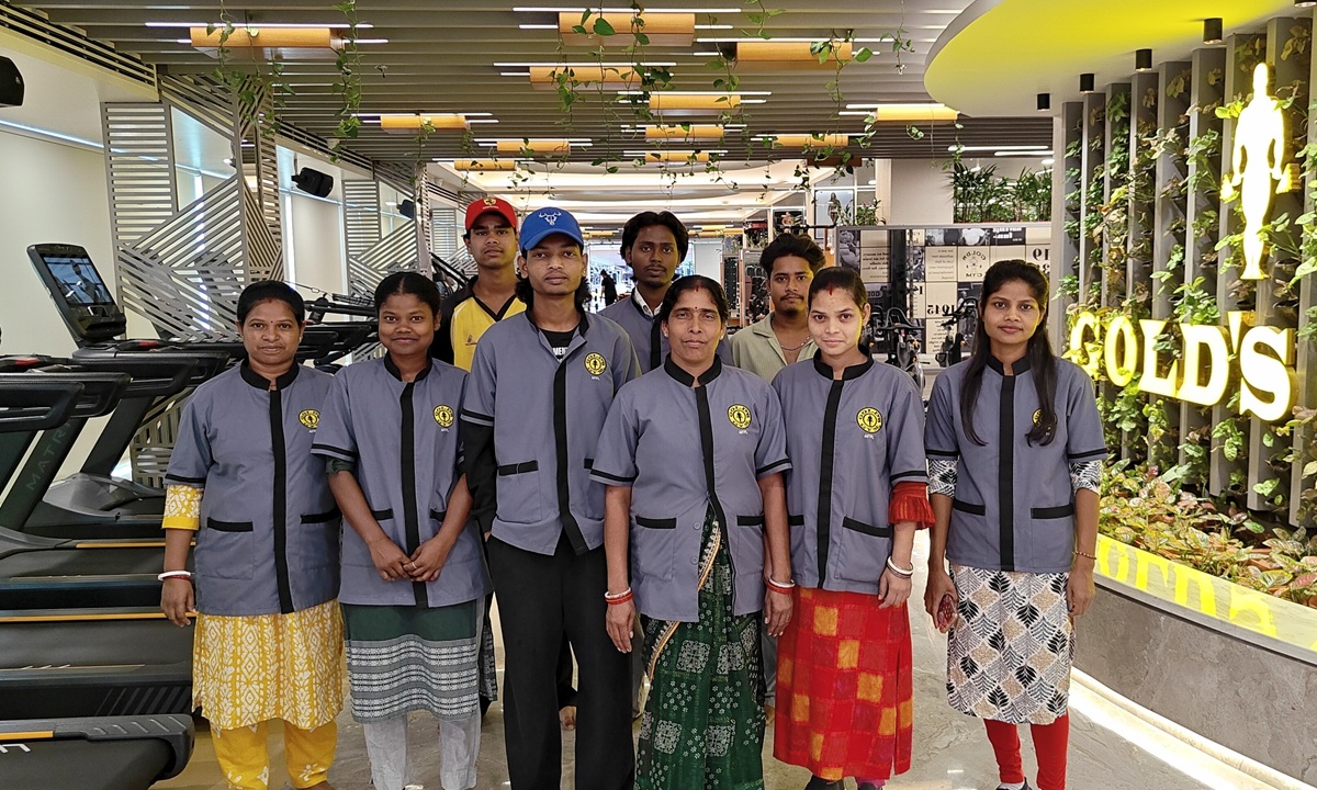 Cleanliness and housekeeping team at Gold's Gym Ranchi